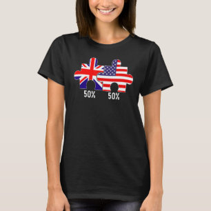 Half American Half British Flag Map Combined USA U T-Shirt
