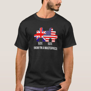 Half American Half British Flag Map Combined USA U T-Shirt