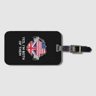 Half American Half British USA England Flag Mens W Luggage Tag