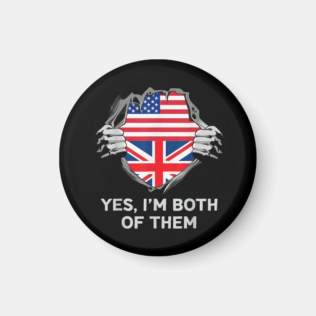 Half American Half British USA England Flag Mens W Magnet (Front)