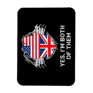 Half American Half British USA England Flag Mens W Magnet
