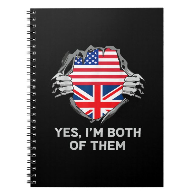 Half American Half British USA England Flag Mens W Notebook (Front)