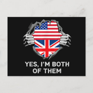 Half American Half British USA England Flag Mens W Postcard