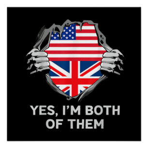 Half American Half British USA England Flag Mens W Poster