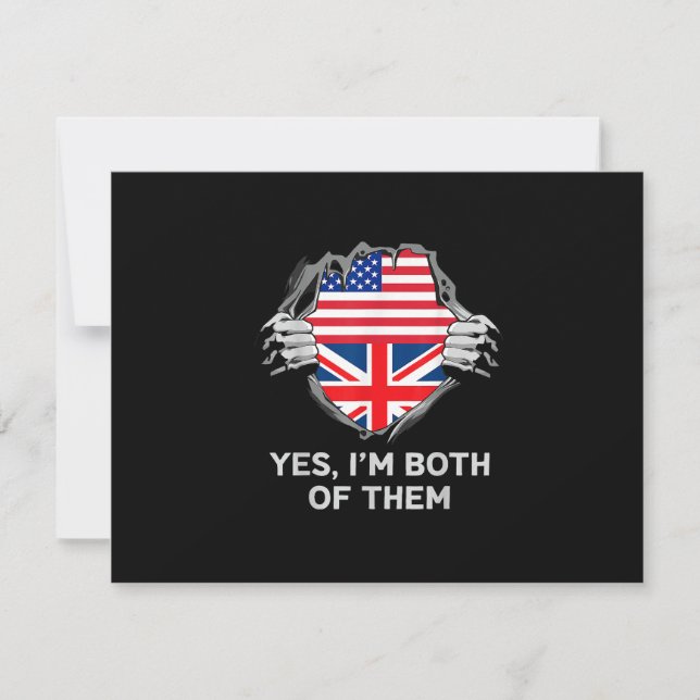 Half American Half British USA England Flag Mens W RSVP Card (Front)