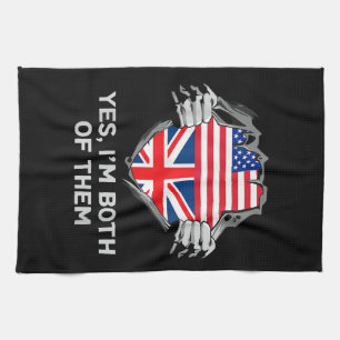 Half American Half British USA England Flag Mens W Tea Towel