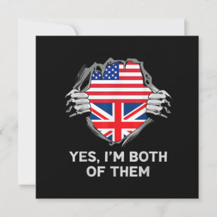 Half American Half British USA England Flag Mens W Thank You Card