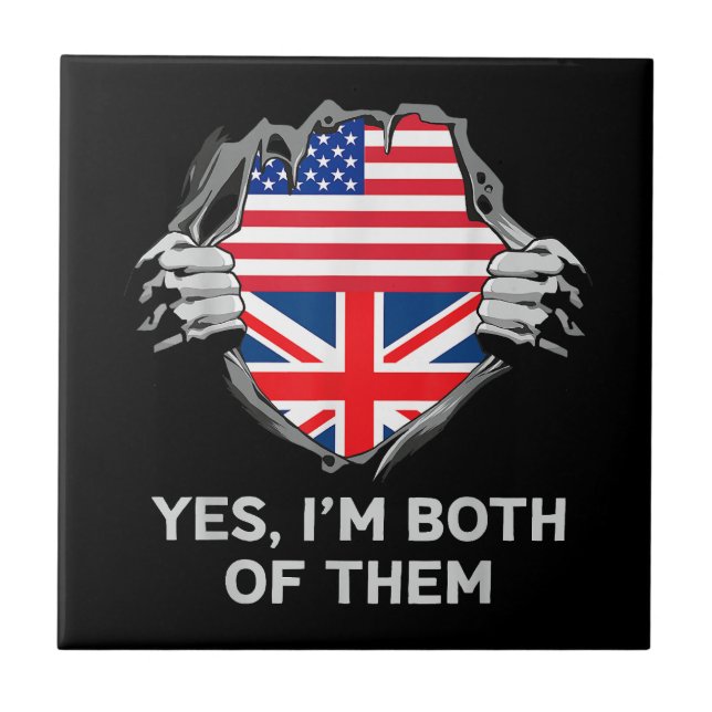 Half American Half British USA England Flag Mens W Tile (Front)