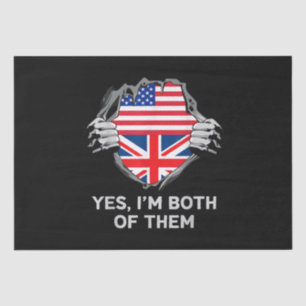 Half American Half British USA England Flag Mens W Tissue Paper