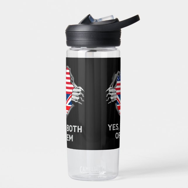 Half American Half British USA England Flag Mens W Water Bottle (Left)