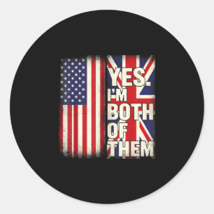 Half american half british usa flag united kingdom classic round sticker