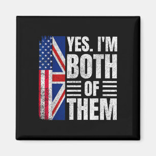 Half american half british usa flag united kingdom magnet