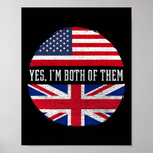 Half American Half British Usa Flag United Kingdom Poster