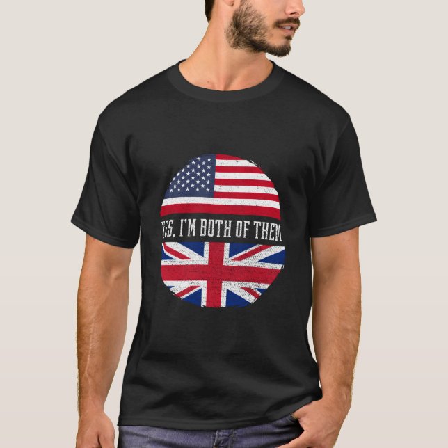 Half American Half British Usa Flag United Kingdom T-Shirt (Front)