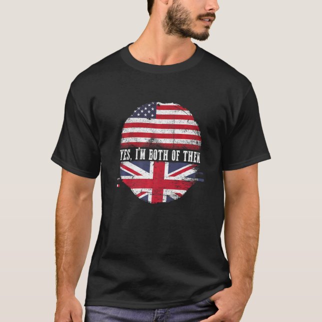 Half American Half British Usa Flag United Kingdom T-Shirt (Front)