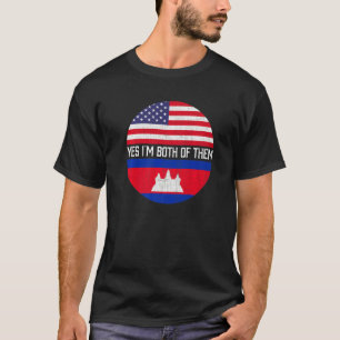 Half American Half Cambodian Usa Flag Family Herit T-Shirt
