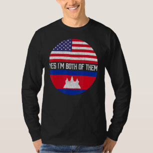 Half American Half Cambodian Usa Flag Family Herit T-Shirt