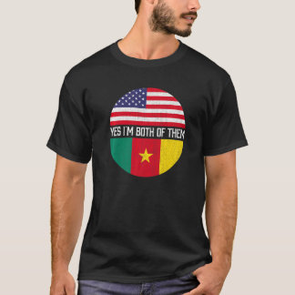 Half American Half Cameroonian Usa Flag Family Her T-Shirt