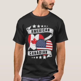 Half American half Canadian flag T-Shirt