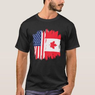 Half American Half Canadian Roots America Canada F T-Shirt