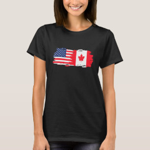 Half American Half Canadian Roots America Canada F T-Shirt