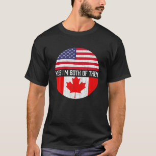 Half American Half Canadian USA Flag Family Herita T-Shirt