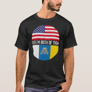Half American Half Canarian Usa Flag Family Herita T-Shirt