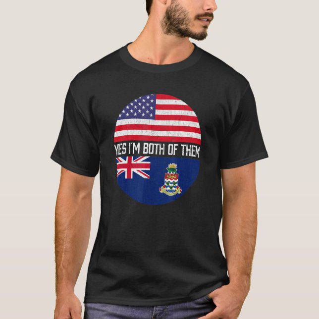Half American Half Caymanian Usa Flag Family Herit T-Shirt (Front)