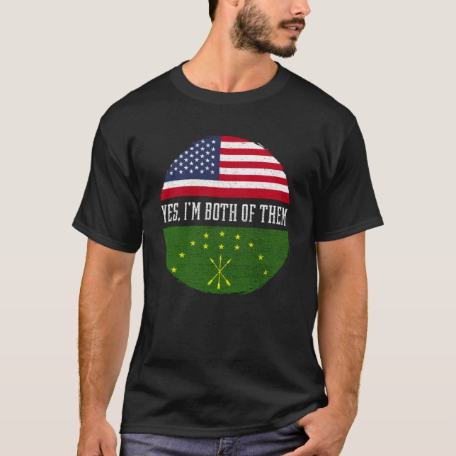 Half American Half Circassians USA Flag Circassian T-Shirt (Front)
