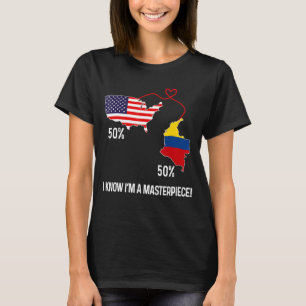 Half American Half Colombian Flag Combined Map Col T-Shirt