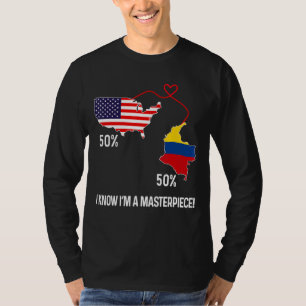 Half American Half Colombian Flag Combined Map Col T-Shirt