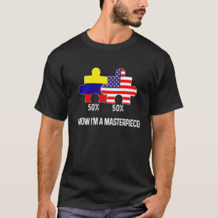 Half American Half Colombian Flag Combined Map Col T-Shirt