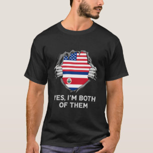 Half American Half Costa Rican Usa Costa Rica Flag T-Shirt