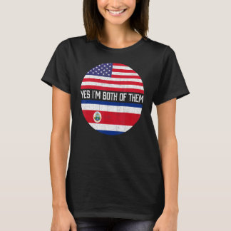 Half American Half Costa Rican Usa Flag Family Her T-Shirt