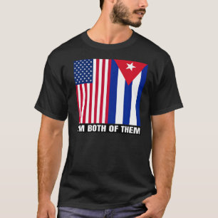 Half American Half Cuban Heritage USA & Cuba Flag  T-Shirt