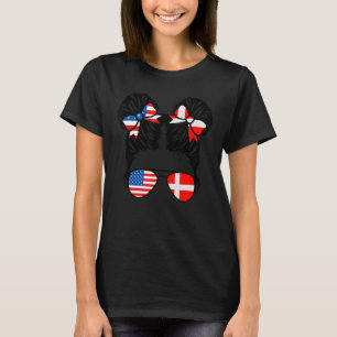 Half American Half Danish Girl USA Denmark Flag Pa T-Shirt