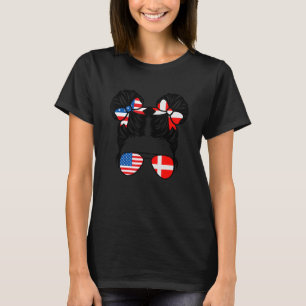 Half American Half Danish Girl USA Denmark Flag Pa T-Shirt