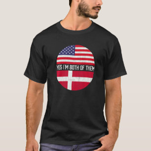 Half American Half Danish Usa Flag Family Heritage T-Shirt