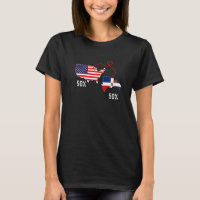 Half American Half Dominican Flag Combined RD USA