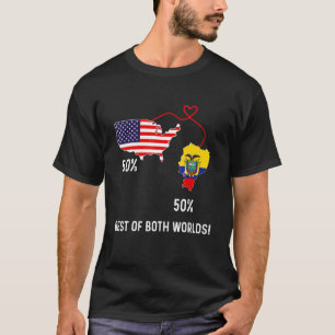 Half American Half Ecuadorian Flag Combined USA Pe T-Shirt