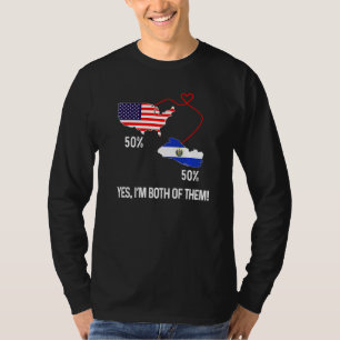 Half American Half El Salvador Flag Combined Map S T-Shirt