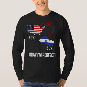Half American Half El Salvador Flag Combined Map S T-Shirt