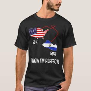 Half American Half El Salvador Flag Combined Map S T-Shirt