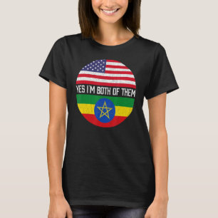 Half American Half Ethiopian Usa Flag Family Herit T-Shirt