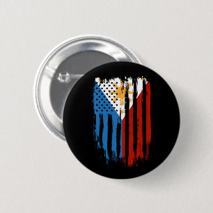 Half American Half Filipino Philippines Flag 6 Cm Round Badge