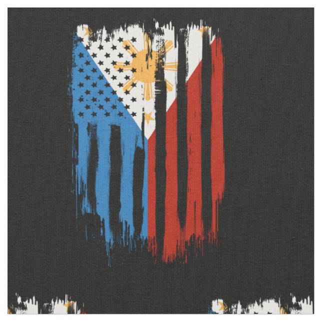 Half American Half Filipino Philippines Flag Fabric (Close Up)
