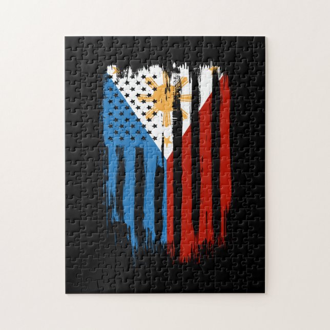 Half American Half Filipino Philippines Flag Jigsaw Puzzle (Vertical)