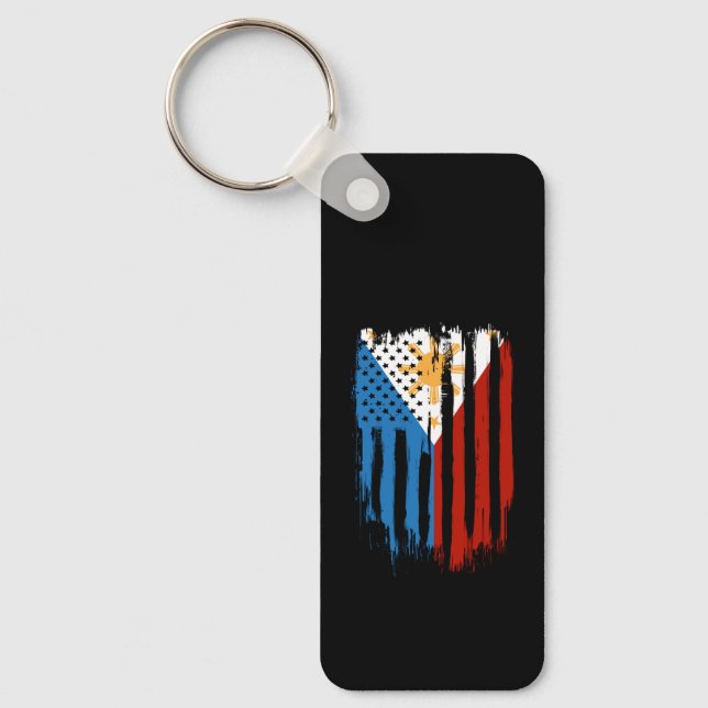 Half American Half Filipino Philippines Flag Key Ring (Front)