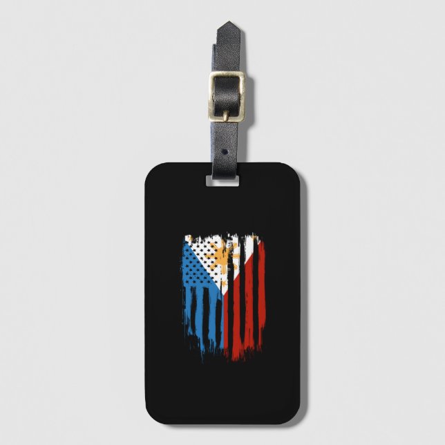 Half American Half Filipino Philippines Flag Luggage Tag (Front Vertical)