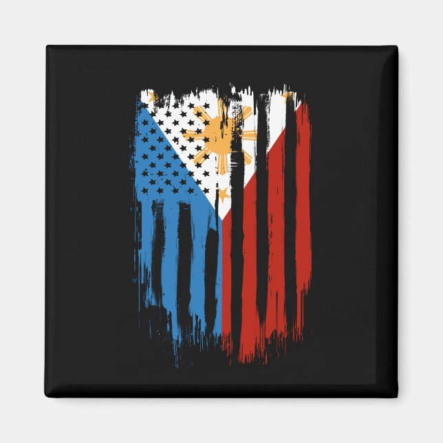 Half American Half Filipino Philippines Flag Magnet (Front)